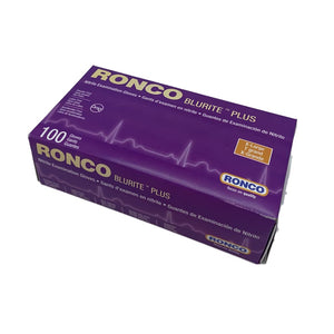 Ronco EXRTA LARGE Blurite Plus Examination Gloves Powder & Latex Free Box of 100 - Health & Safety